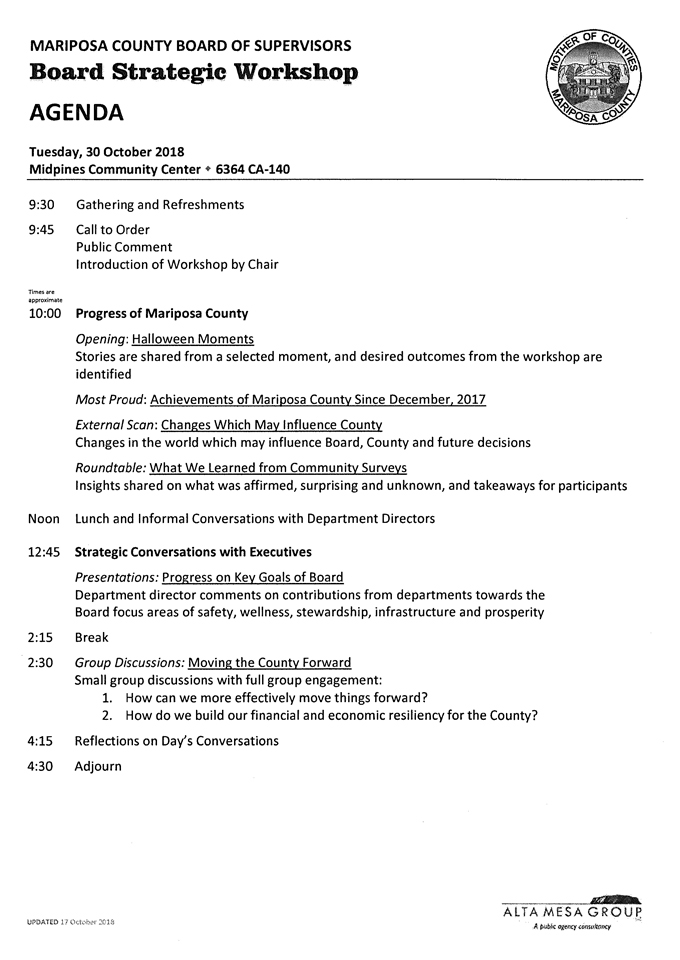 2018 10 30 mariposa county Board of Supervisors Agenda october 30 2018 2