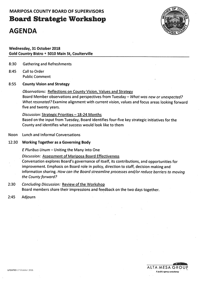 2018 10 31 mariposa county Board of Supervisors Agenda october 31 2018 2