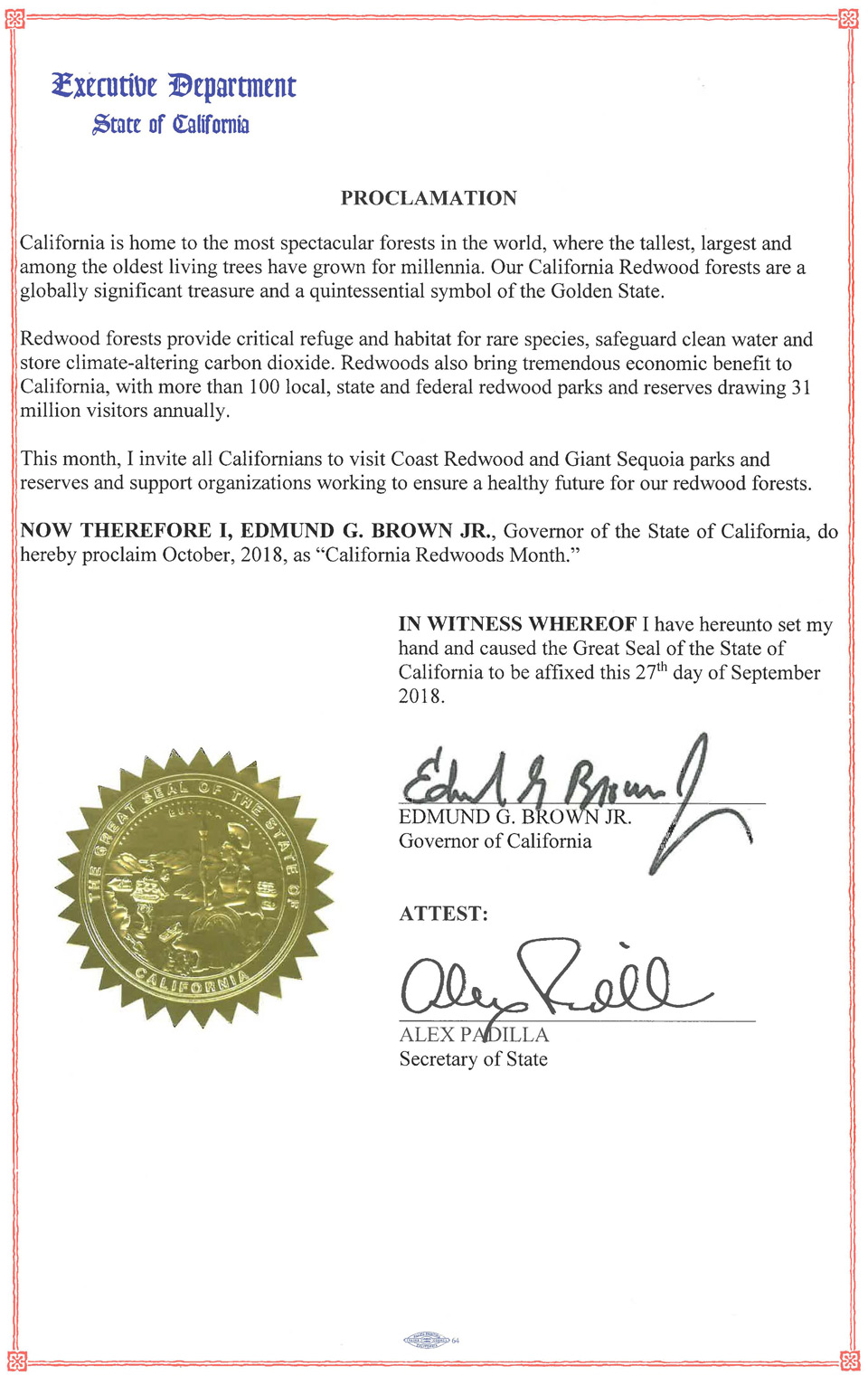 2018 California Redwoods Month