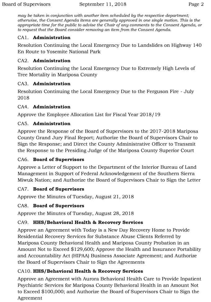 2018 09 11mariposa county Board of Supervisors Agenda september 11 2018 2