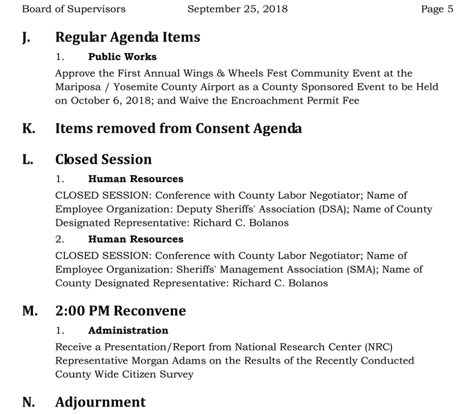 2018 09 25 mariposa county Board of Supervisors Agenda september 25 2018 5