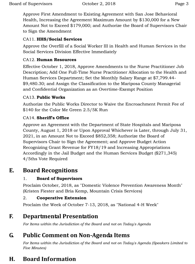 2018 10 02 mariposa county Board of Supervisors Agenda october 2 2018 3