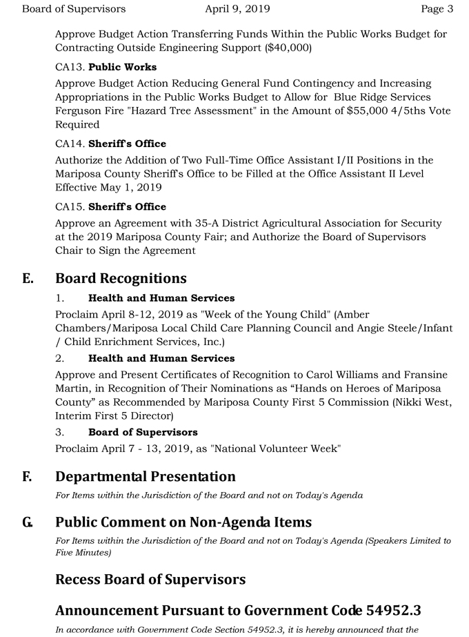 2019 04 09 mariposa county Board of Supervisors Agenda april 9 2019 3