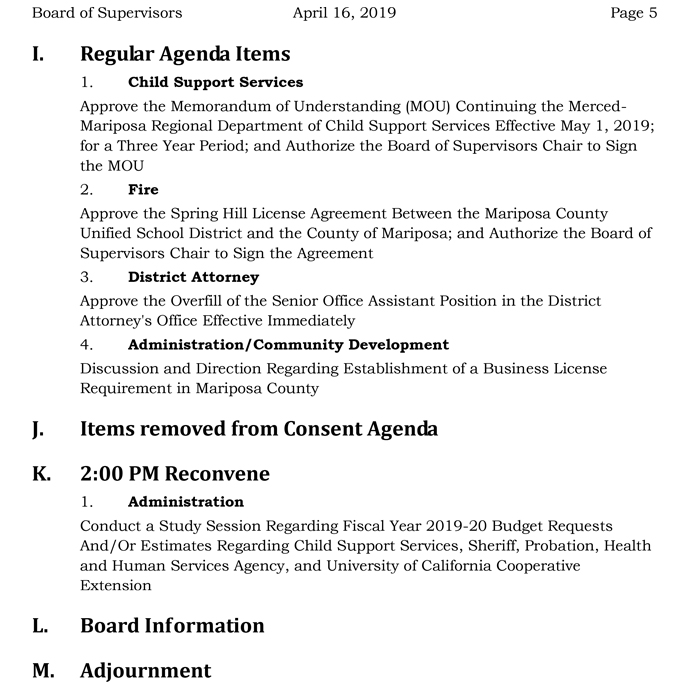 2019 04 16 mariposa county Board of Supervisors Public Agenda 5