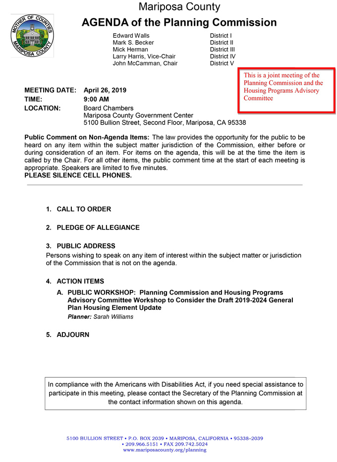 2019 04 26 Planning Commission Public Agenda 2382