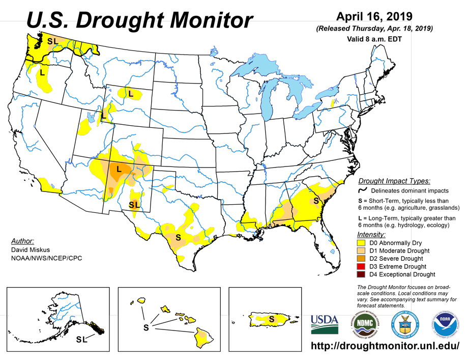 us drought map april 16 2019