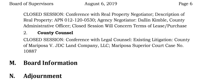 2019 08 06 mariposa Board of Supervisors agenda 6