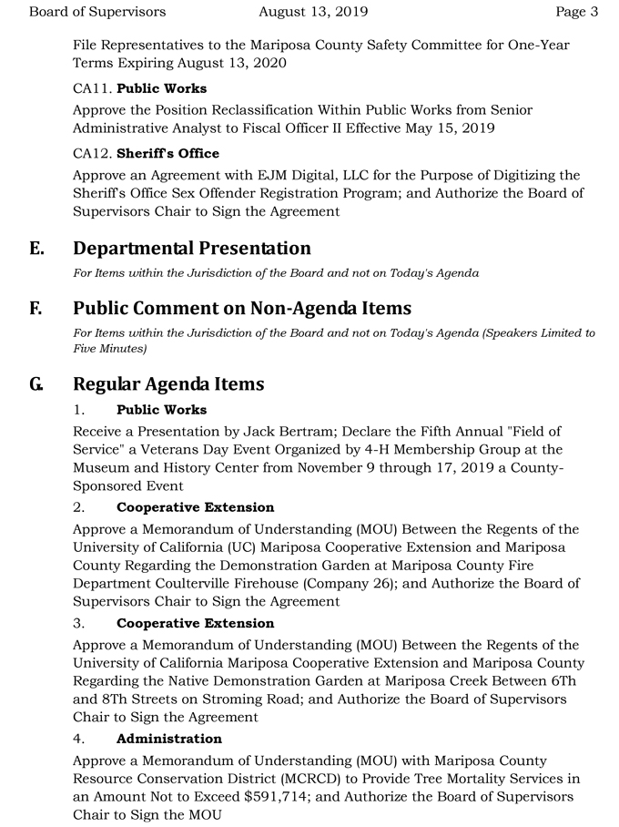 2019 08 13 mariposa Board of Supervisors agenda 3