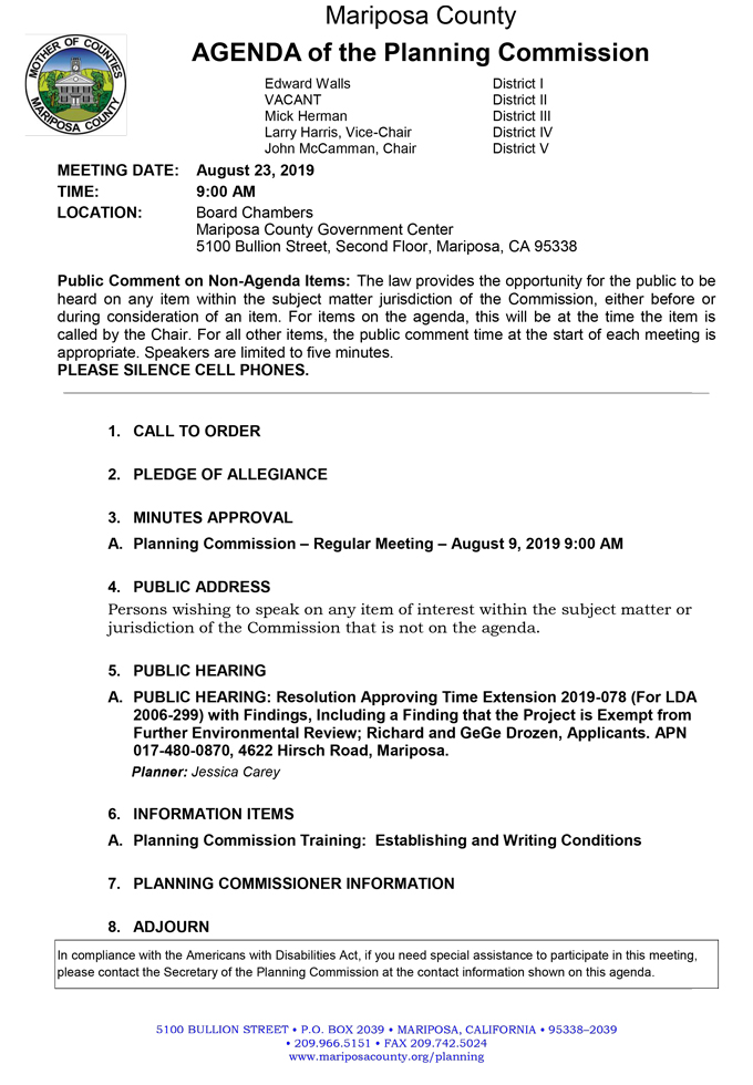 2019 08 23 Planning Commission agenda