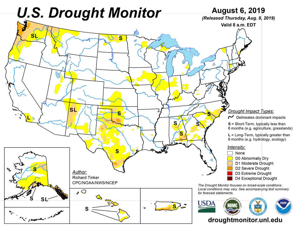 us drought map august 6 2019