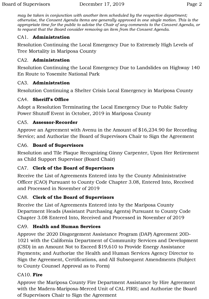 2019 12 17 Board of Supervisors agenda 2