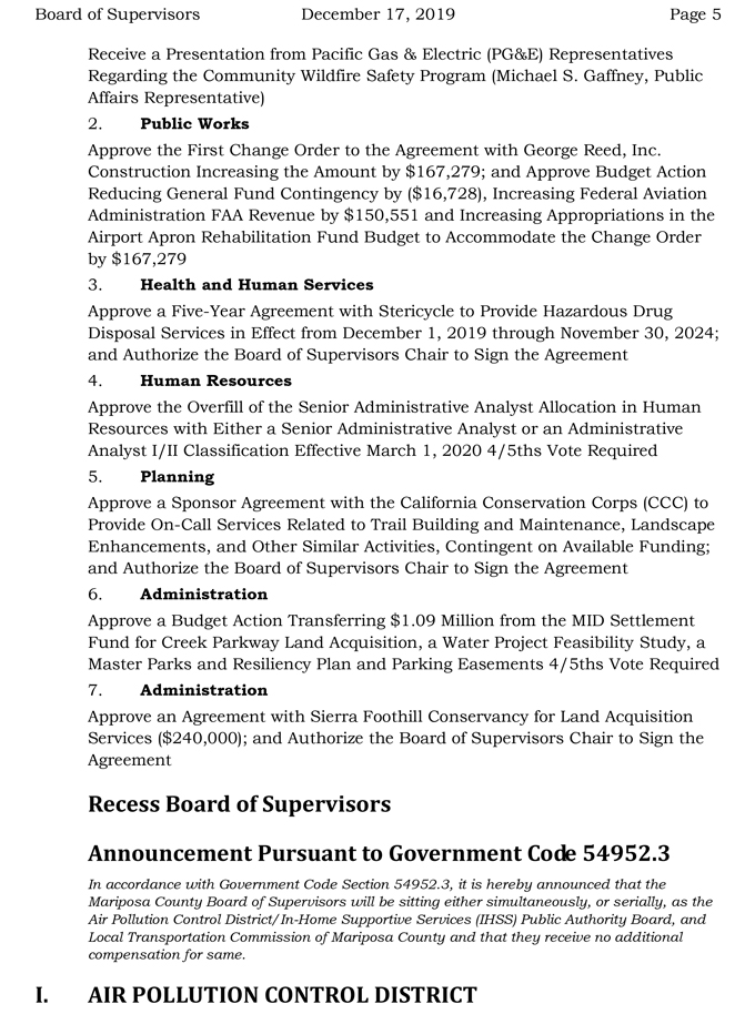 2019 12 17 Board of Supervisors agenda 5