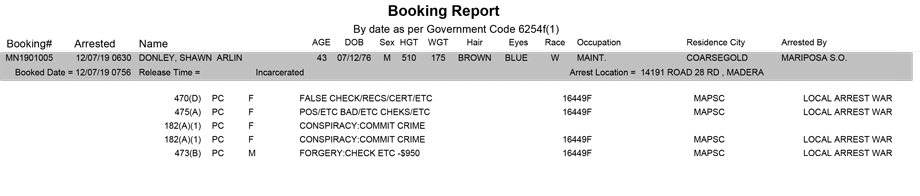 mariposa county booking report for december 7 2019