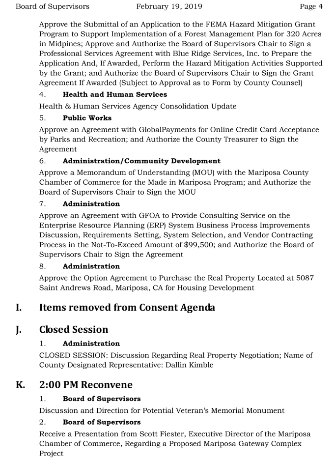 2019 02 19 mariposa couny Board of Supervisors Agenda February 19 2019 4
