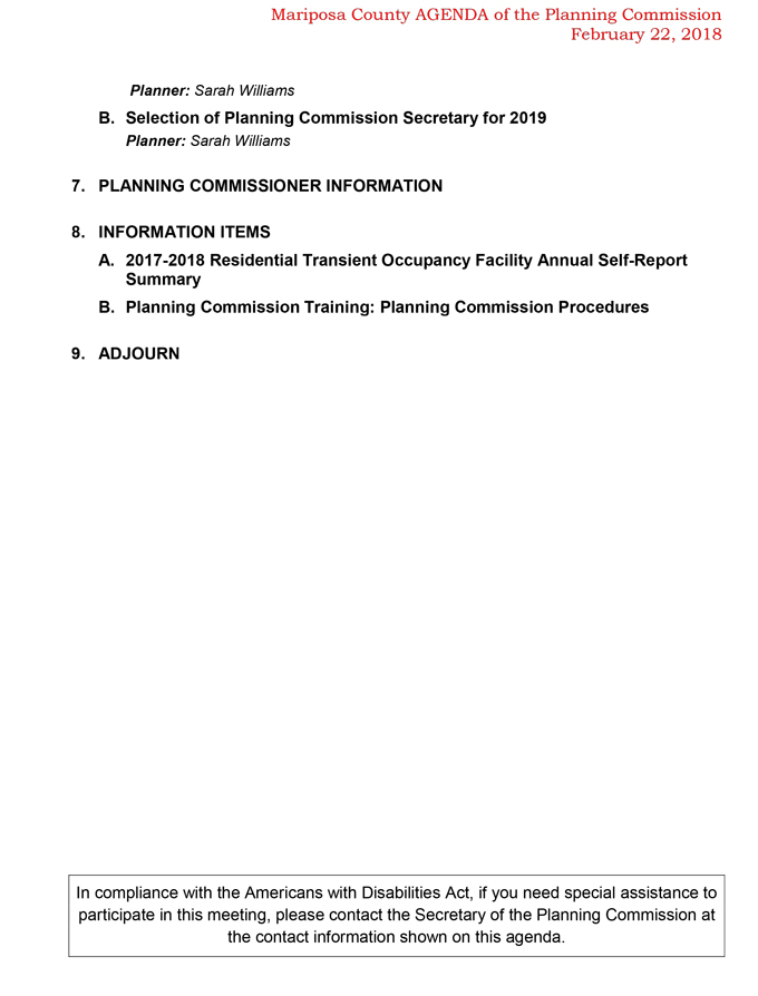 2019 02 22 mariposa county Planning Commission agenda february 22 2019 2