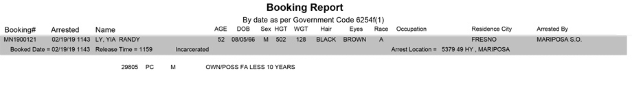 mariposa county booking report for february 19 2019