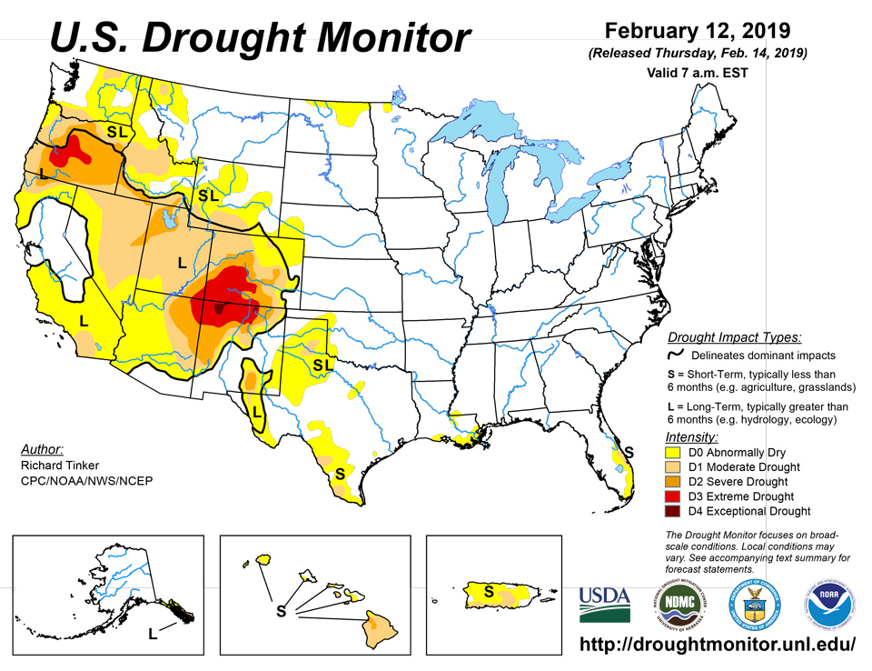 us drought map february 12 2019