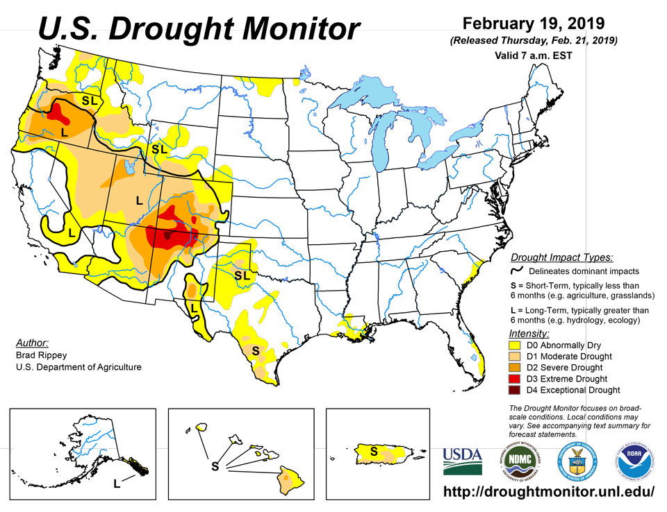 us drought map february 19 2019