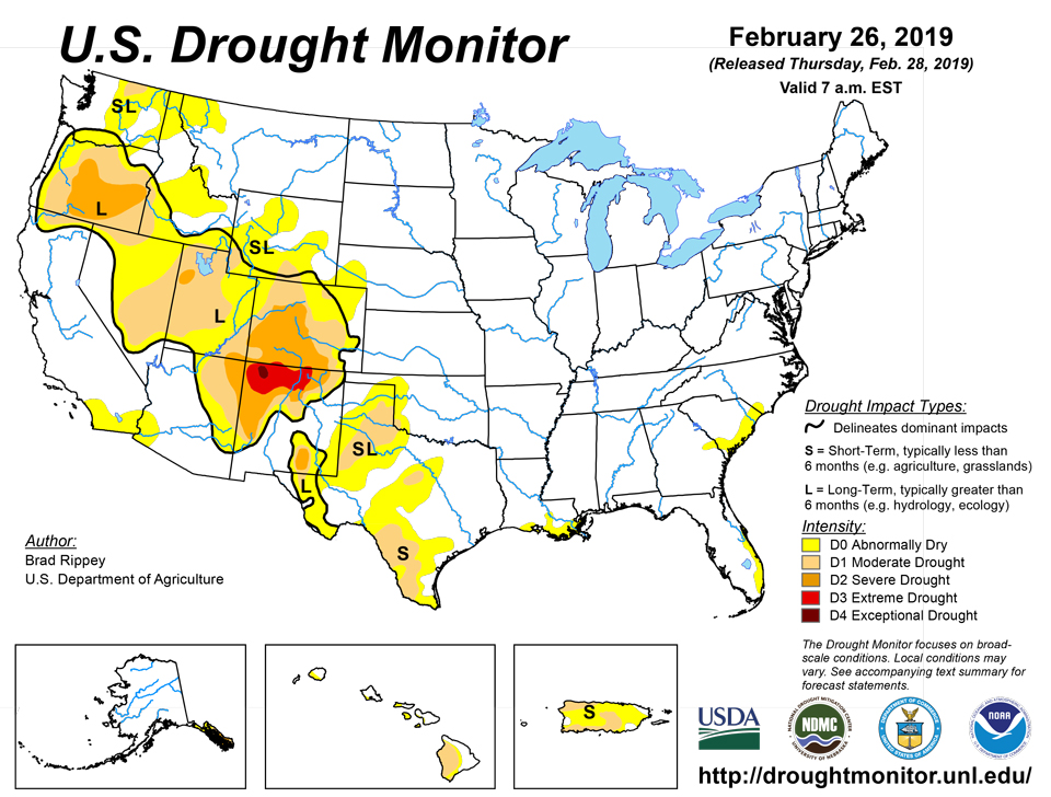 us drought map february 26 2019