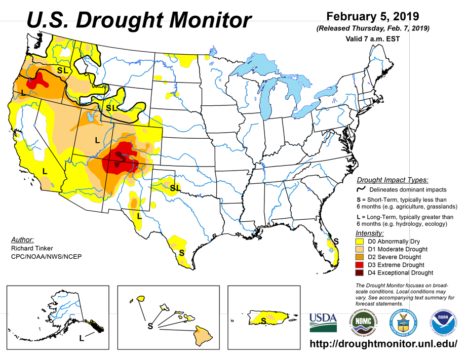 us drought map february 5 2019