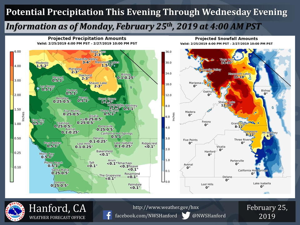 Projected Rainfall Amounts for Weather System Range from 2.00