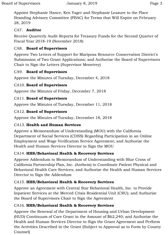 2019 01 08 mariposa county Board of Supervisors Agenda january 8 2019 3