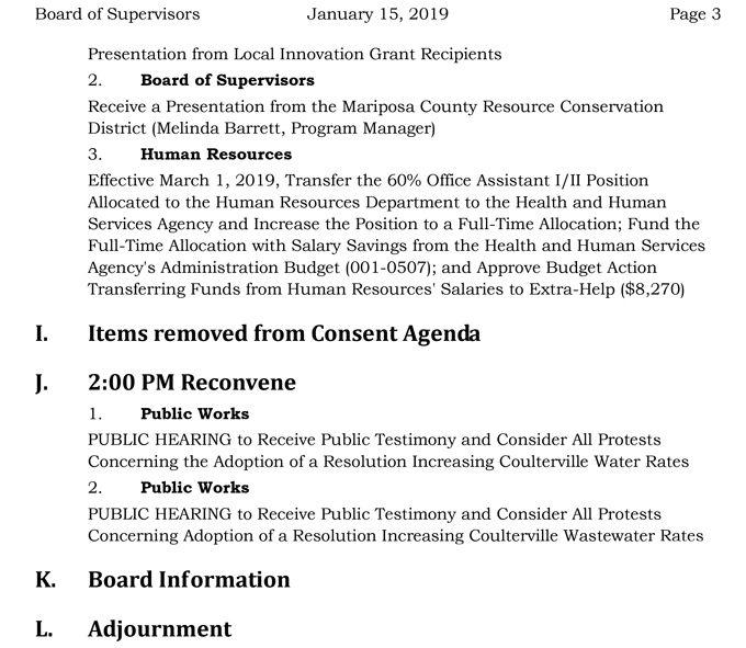 2019 01 15 mariposa county Board of Supervisors agenda january 15 2019 3