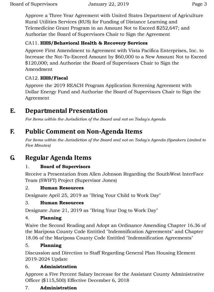 2019 01 22 mariposa county Board of Supervisors agenda january 22 2019 3