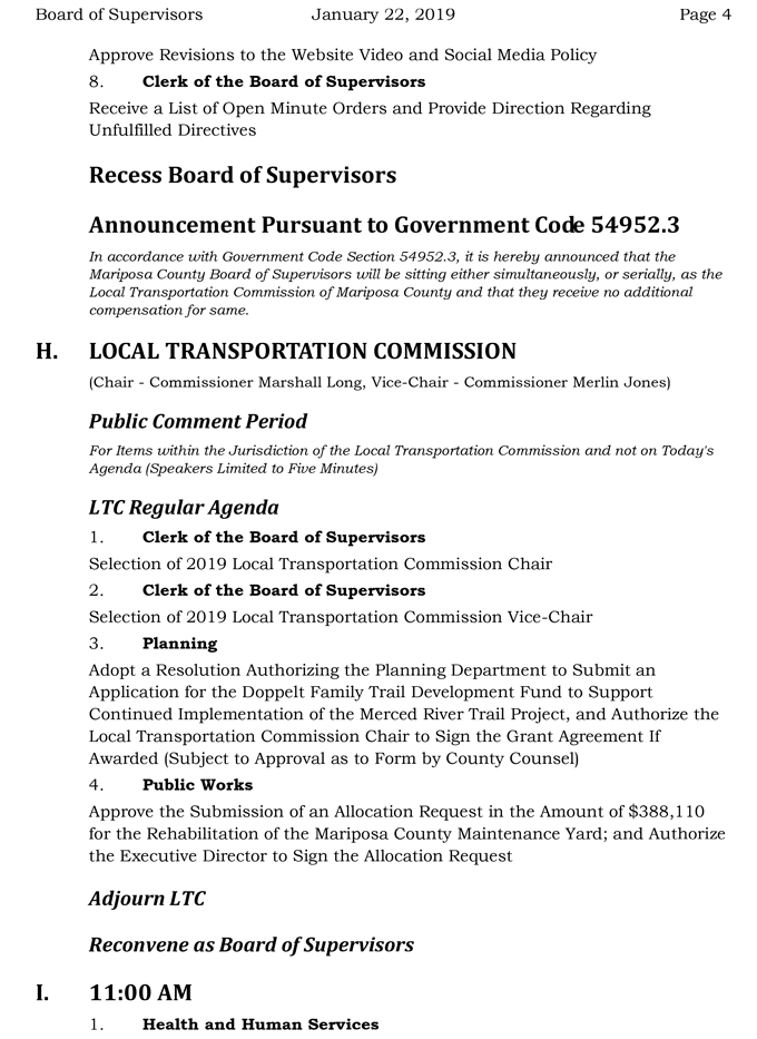 2019 01 22 mariposa county Board of Supervisors agenda january 22 2019 4