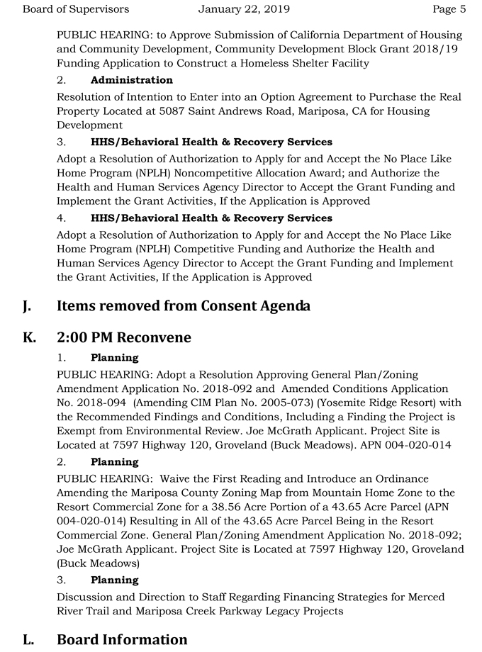 2019 01 22 mariposa county Board of Supervisors agenda january 22 2019 5