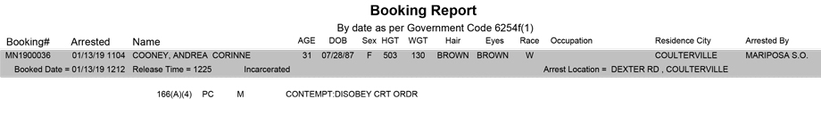 mariposa county booking report for january 13 2019