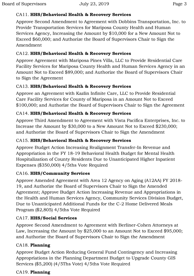 2019 07 23 mariposa county Board of Supervisors agenda 3