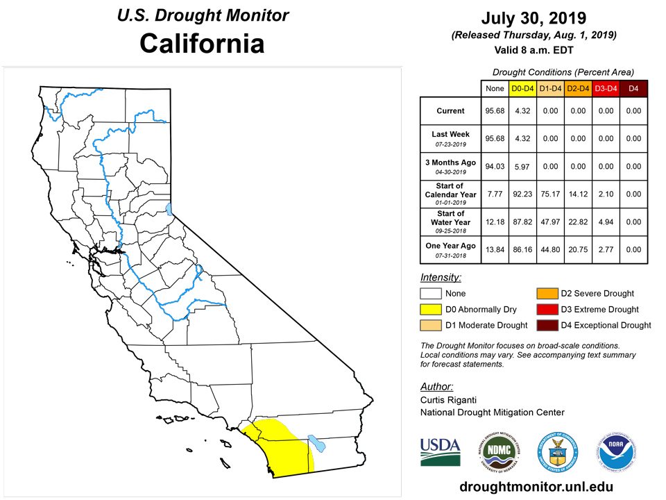 california drought monitor for july 30 2019