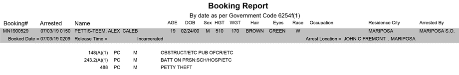 mariposa county booking report for july 3 2019