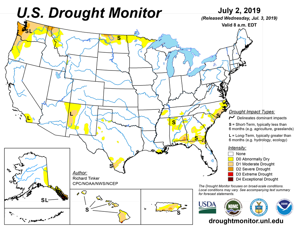 us drought map july 2 2019