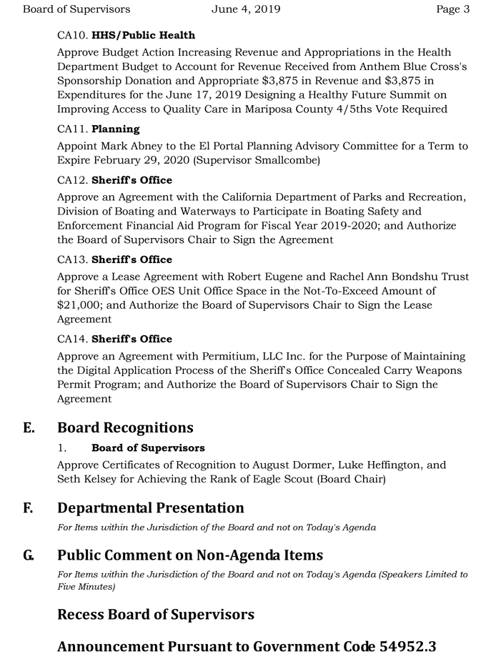 2019 06 04 Board of Supervisors Public Agenda 3