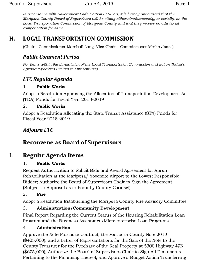 2019 06 04 Board of Supervisors Public Agenda 4