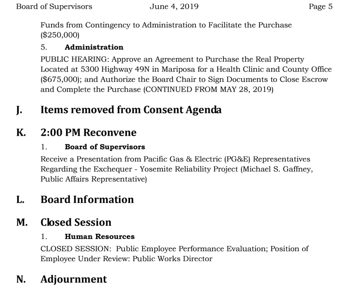 2019 06 04 Board of Supervisors Public Agenda 5