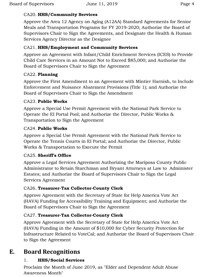 2019 06 11 mariposa Board of Supervisors agenda 4