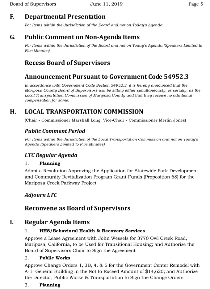 2019 06 11 mariposa Board of Supervisors agenda 5