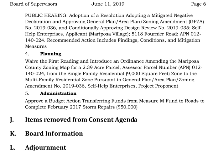 2019 06 11 mariposa Board of Supervisors agenda 6