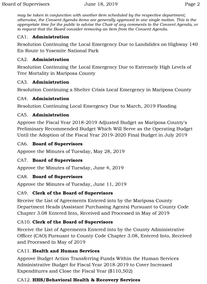 2019 06 18 Board of Supervisors Agenda 2