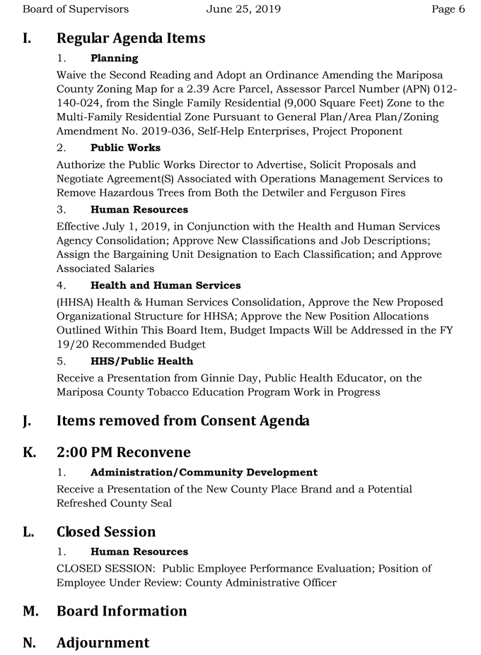 2019 06 25 mariposa Board of Supervisors Public Agenda 6