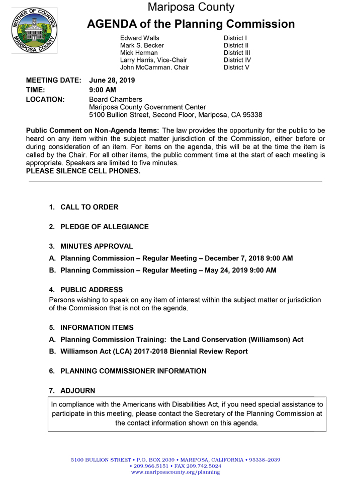 2019 06 28 Planning Commission Public Agenda