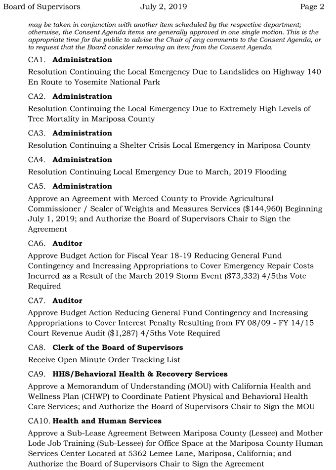 2019 07 02 Board of Supervisors Agenda 2