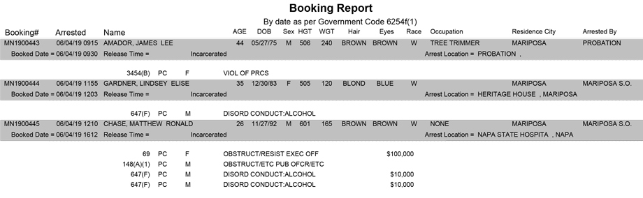 mariposa county booking report for june 4 2019