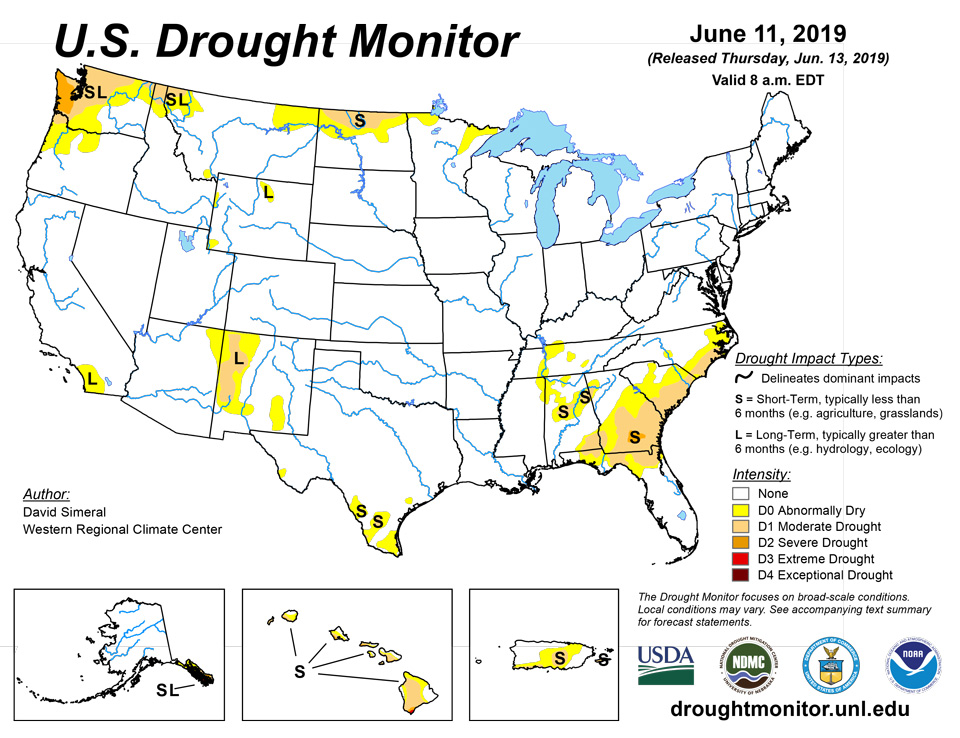 us drought map june 11 2019