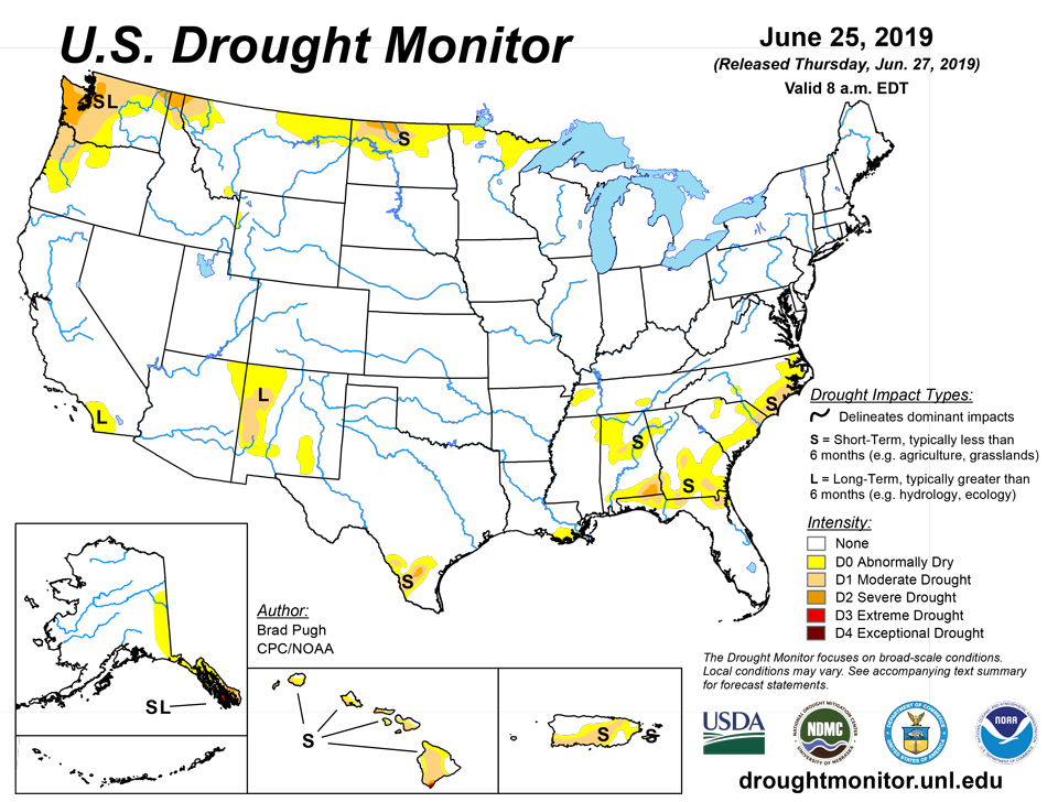 us drought map june 25 2019