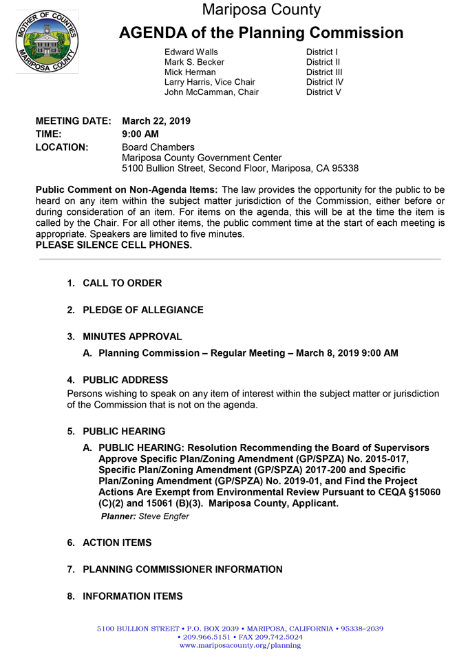 2019 03 22 mariposa county Planning Commission Public Agenda march 22 2019 1