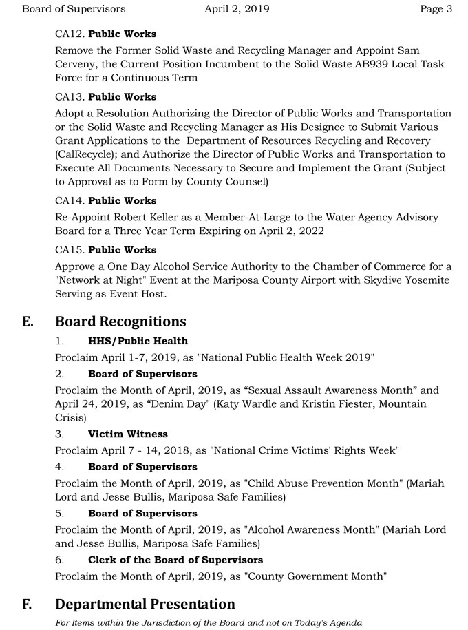 2019 04 02 mariposa county Board of Supervisors Agenda april 2 2019 3